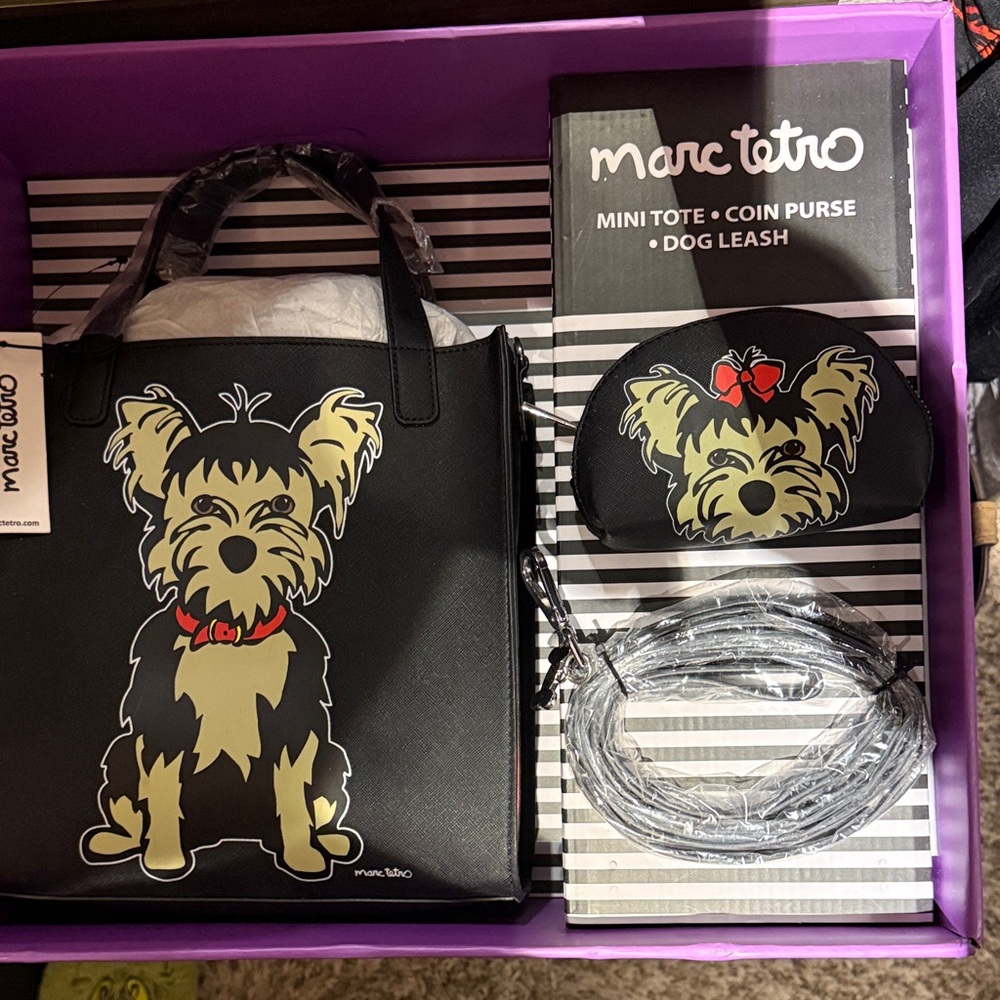 Marc Tetro Black Mini Tote with Dog Design